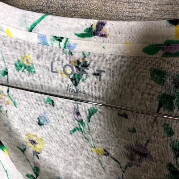 Ann taylor loft linen tee flutter wedge white floral - Picture 4 of 4